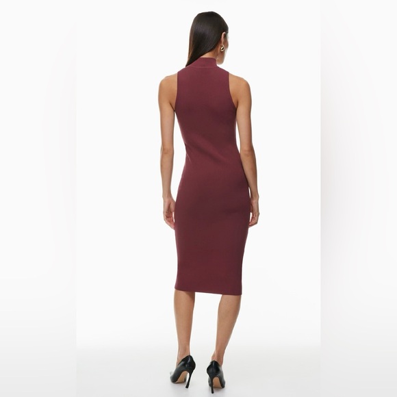 Aritzia Babaton Sculpt Knit Mockneck Sleeveless Burgundy Midi Dress XS NWT - Picture 4 of 10